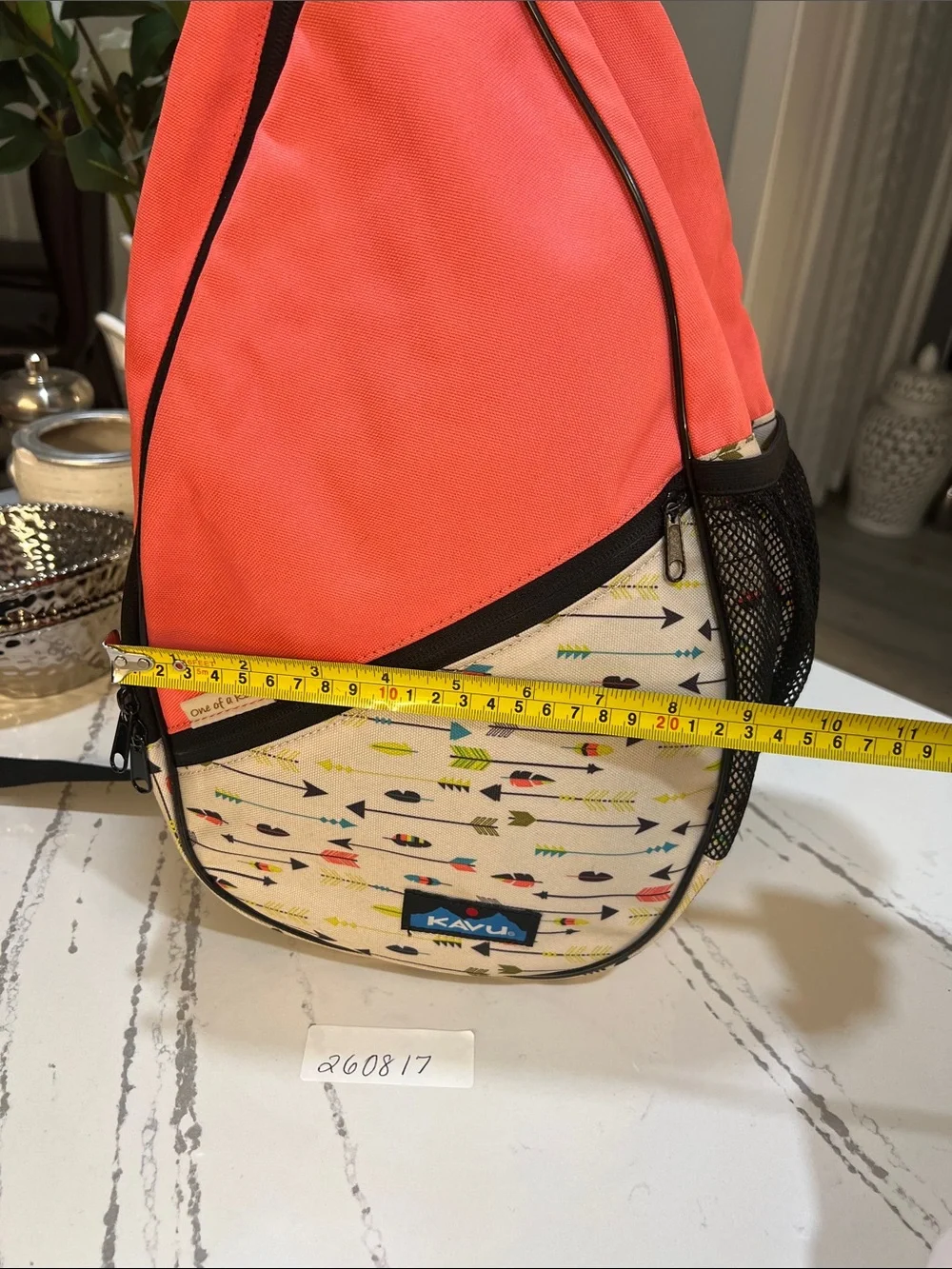 Kavu Rope Coral Sling Bag with Cream Arrow Print One of a Kind